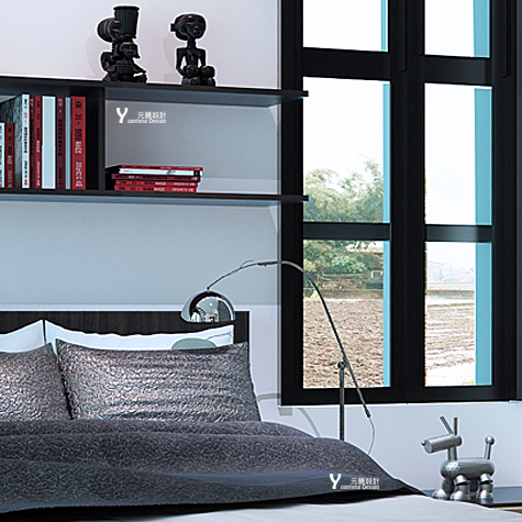 宜蘭元騰空間設計客房床頭邊櫃及床頭壁面造型規畫